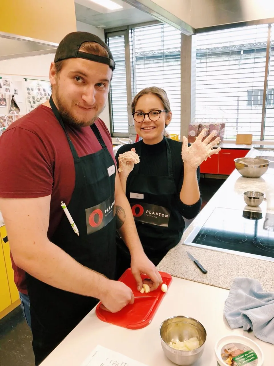 Lisa and Serhii cooking